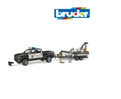 Ken Black Ram 2500 Police Pickup W/Trailer & Boat| Bruder|Farm Model Vehicles & Playsets