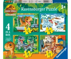 Ken Black Ravensburger Jurassic World Explorers 4 in a Box (12, 16, 20, 24 piece) Jigsaw Puzzles - Ready to ex| Ravensburger|Puzzles