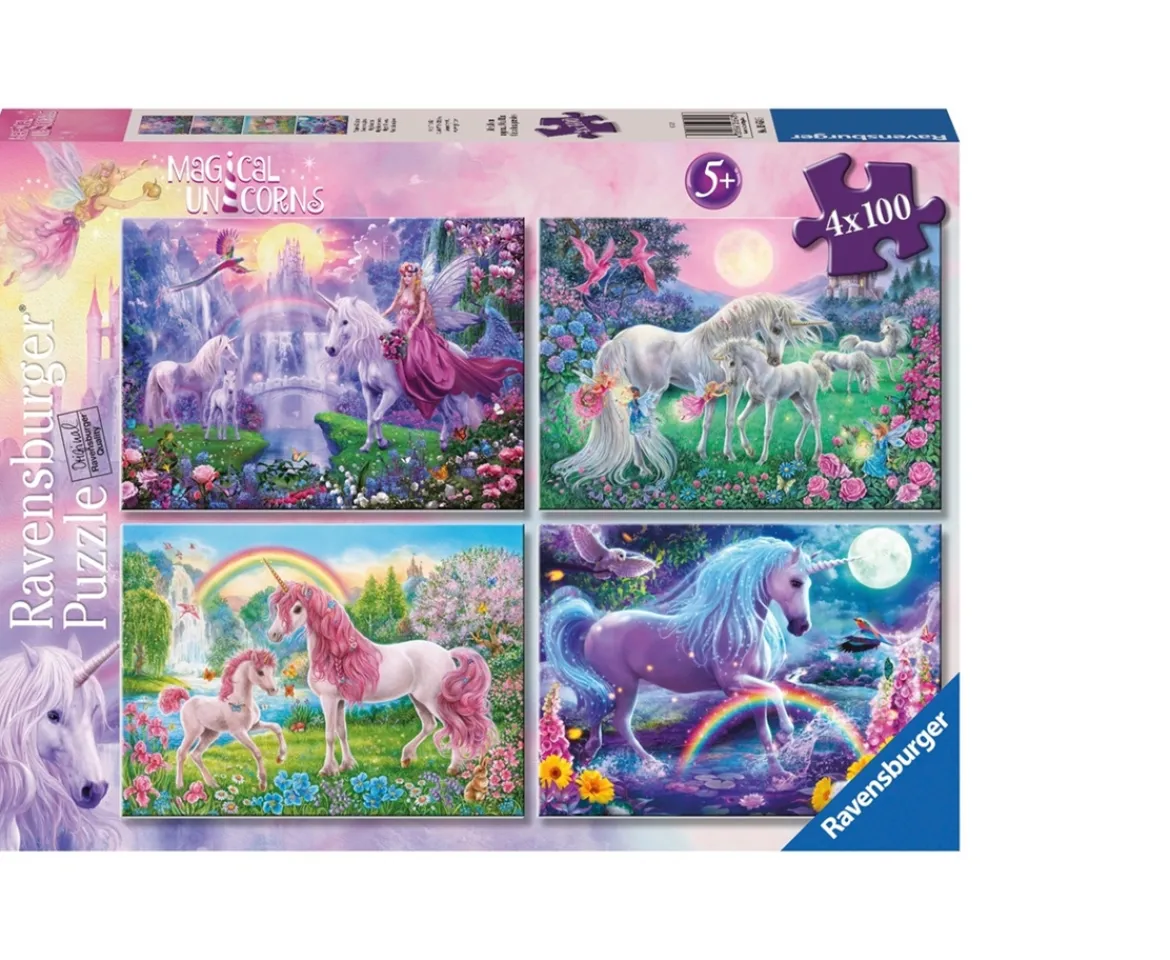 Ken Black Ravensburger Magical Unicorns 4x 100 piece Jigsaw Puzzle Bumper Pack| Ravensburger|Puzzles