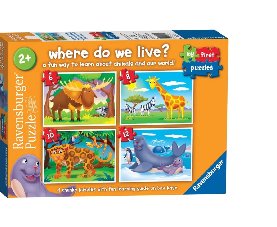 Ken Black Ravensburger My First Puzzles, Where do we Live? (6, 8, 10 & 12 piece) Jigsaw Puzzles| Ravensburger|Puzzles