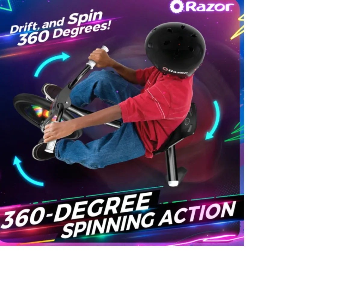 Ken Black Razor RipRider 360 Lightshow Trike| Pedal & Foot To Floor Ride Ons