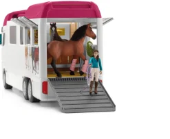 Ken Black Schleich Horse Club Transporter Set with 3 Horses & 3 Figures| Farm Model Vehicles & Playsets