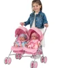 Ken Black Side by Side Twin Doll Stroller in Pink| Dolls & Dollhouses