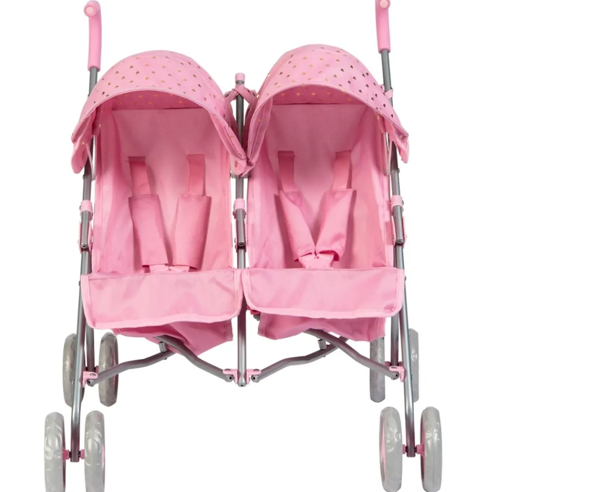 Ken Black Side by Side Twin Doll Stroller in Pink| Dolls & Dollhouses