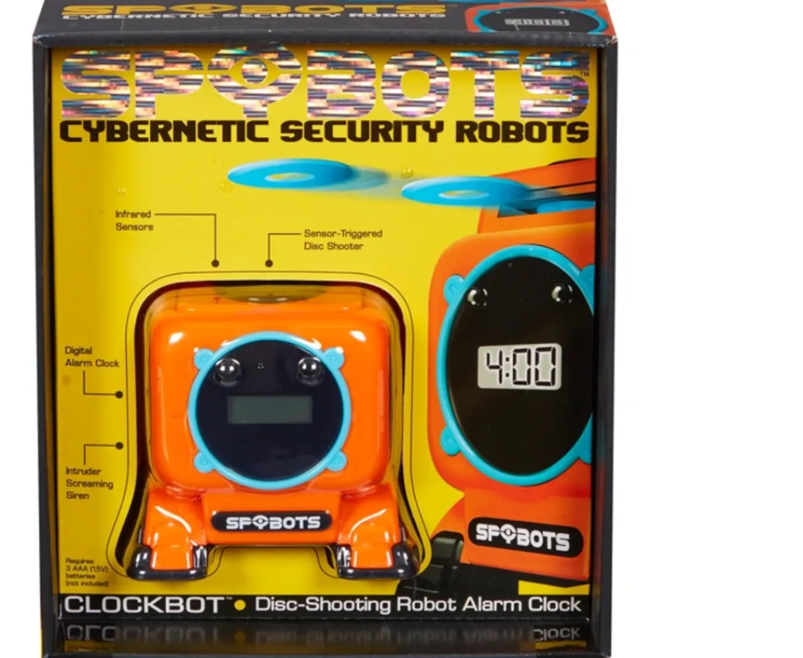 Ken Black Spybots Clockbot Disc-Shooting Robot Alarm Clock| Action Figures & Playsets
