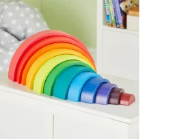 Ken Black Squirrel Play 12 Piece Wooden Rainbow Stacker| Wooden Toys|Preschool & Electronic Learning