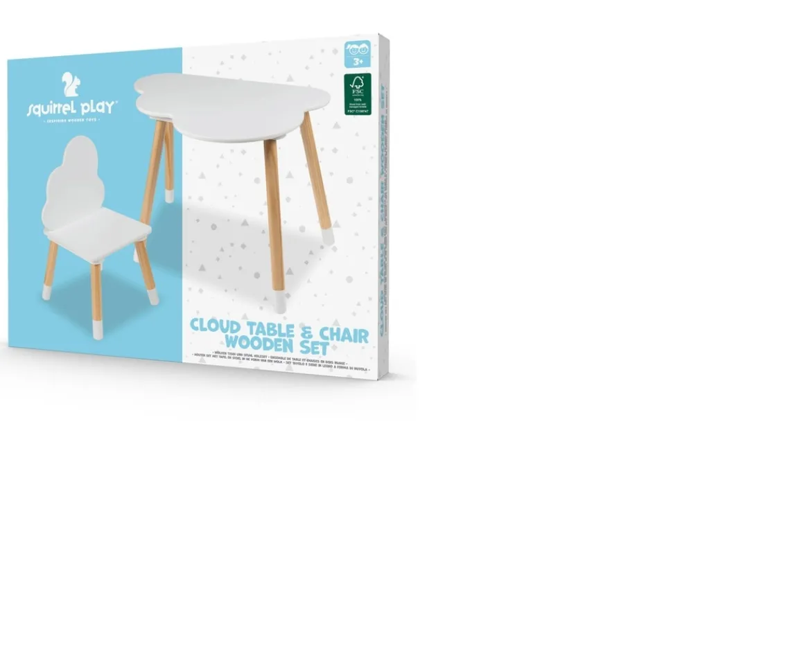 Ken Black Squirrel Play Wooden Cloud Kids Table and Chair Set| Wooden Toys|Preschool & Electronic Learning