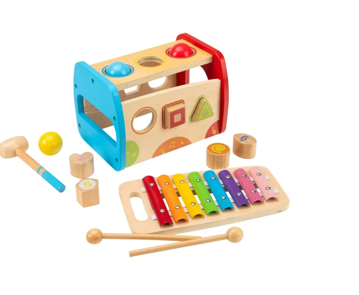 Ken Black Squirrel Play Wooden Hammer Ball and Xylophone Set| Wooden Toys