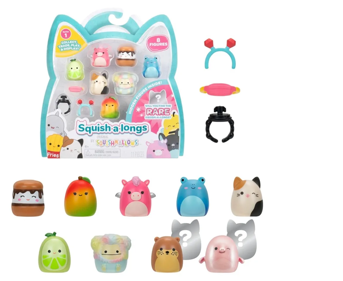 Ken Black Squish-a-longs by Original Squishmallows 8 Pack - Series 1, Style 2 - (8) 1” Mini-Squish with 2 Acce| Soft Toys