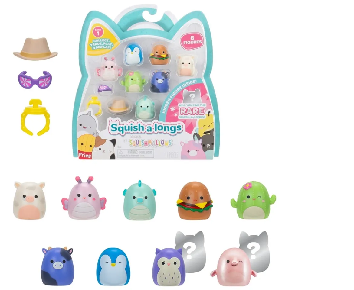 Ken Black Squish-a-longs by Original Squishmallows 8 Pack - Series 1, Style 1 - (8) 1” Mini-Squish with 2 Acce| Soft Toys
