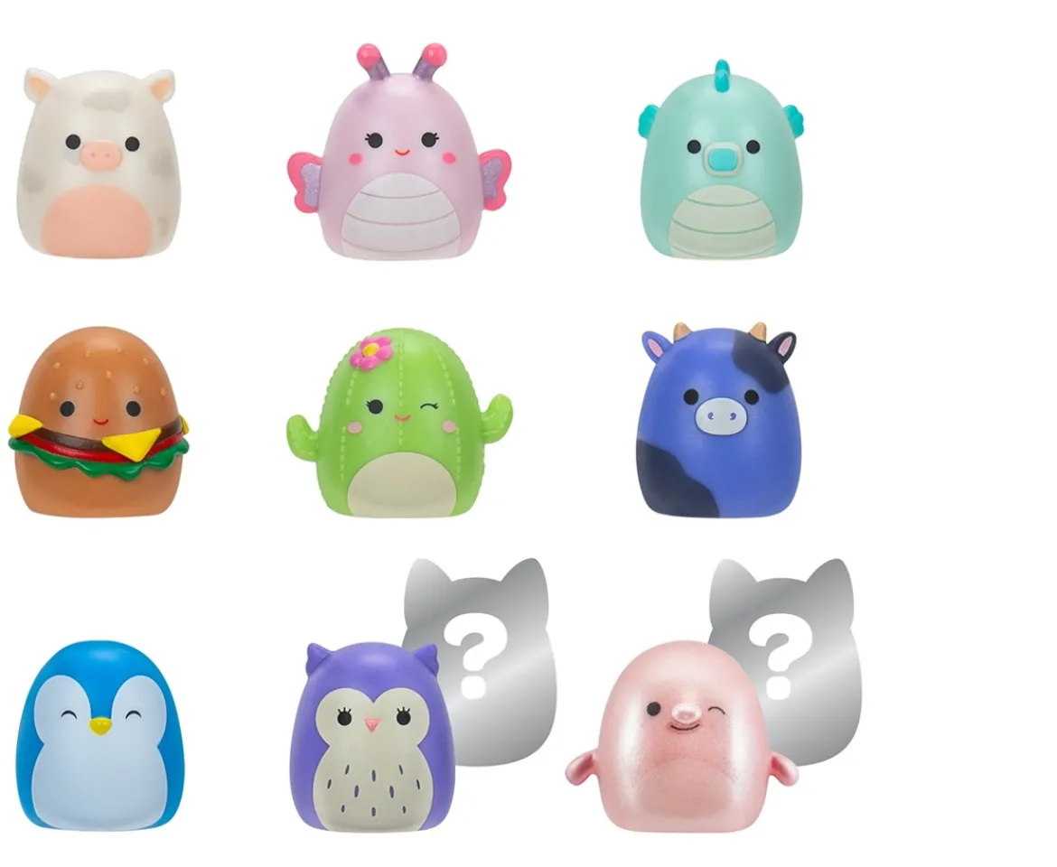 Ken Black Squish-a-longs by Original Squishmallows 8 Pack - Series 1, Style 1 - (8) 1” Mini-Squish with 2 Acce| Soft Toys