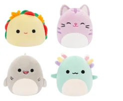 Ken Black Squishmallows Original Micromallows 4-Pack  Irina Axolotl, Tabitha Cat, Tex Taco, Gordon Shark| Soft Toys
