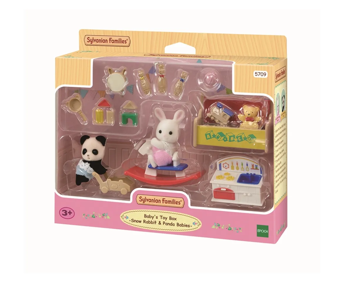 Ken Black Sylvanian Families Baby's Toy Box -Snow Rabbit & Panda Babies-| Dolls & Dollhouses