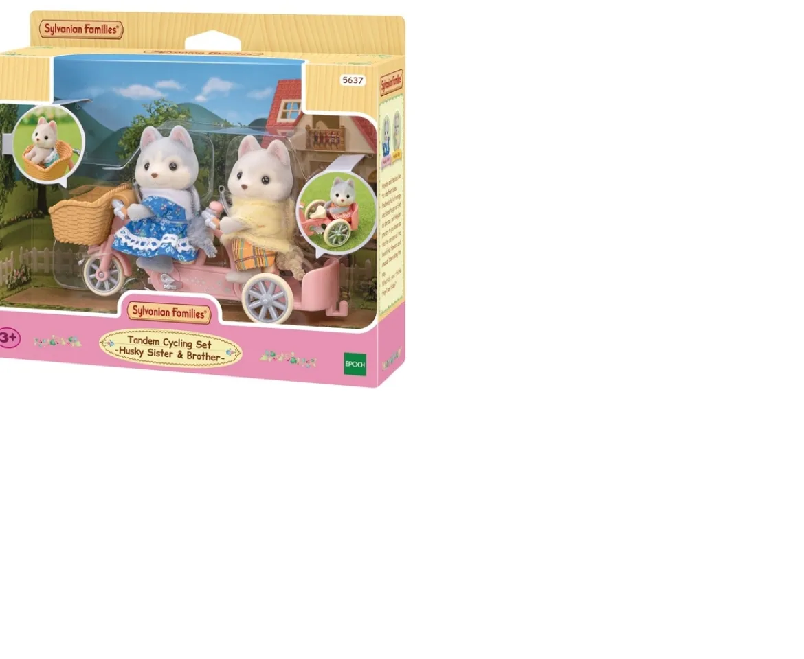 Ken Black Sylvanian Families Tandem Cycling Set with Husky Brother and Sister| Dolls & Dollhouses