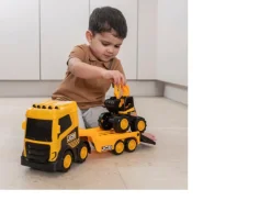 Ken Black Teamsterz JCB Mega Transporter With Excavator| Action Figures & Playsets