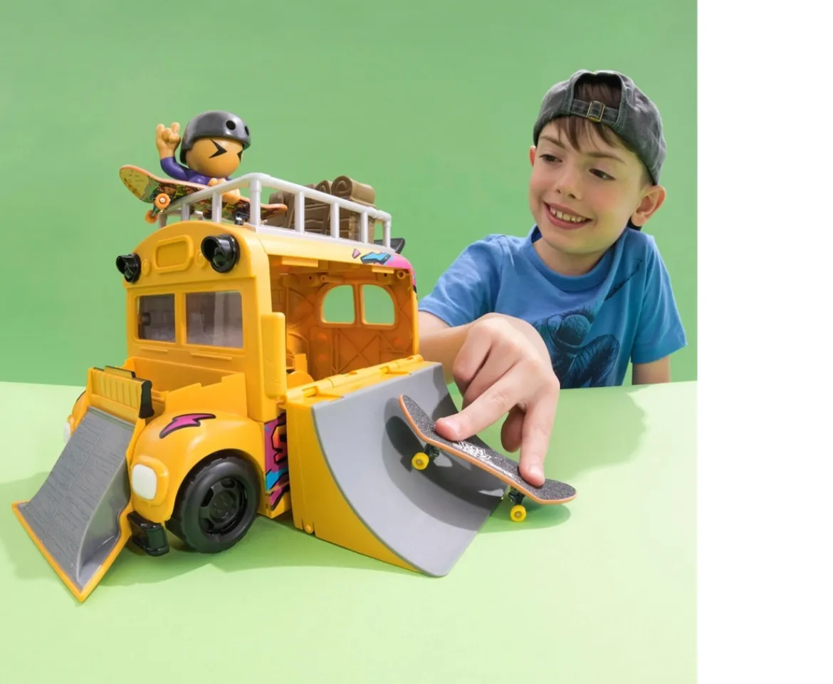 Ken Black Tech Deck Sk8 Crew 2-in-1 Transforming Ultra Sk8 Bus Set| Building & Vehicle Toys