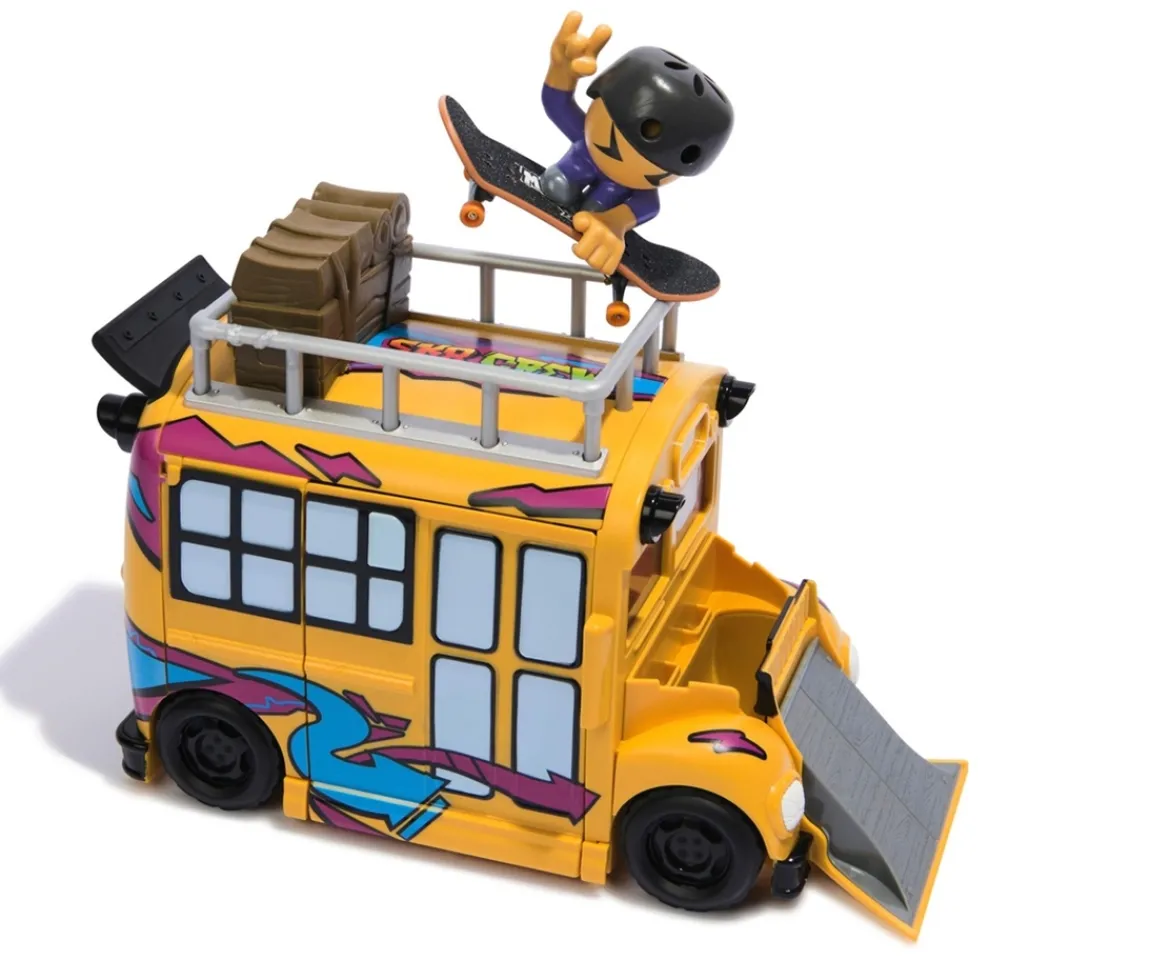 Ken Black Tech Deck Sk8 Crew 2-in-1 Transforming Ultra Sk8 Bus Set| Building & Vehicle Toys