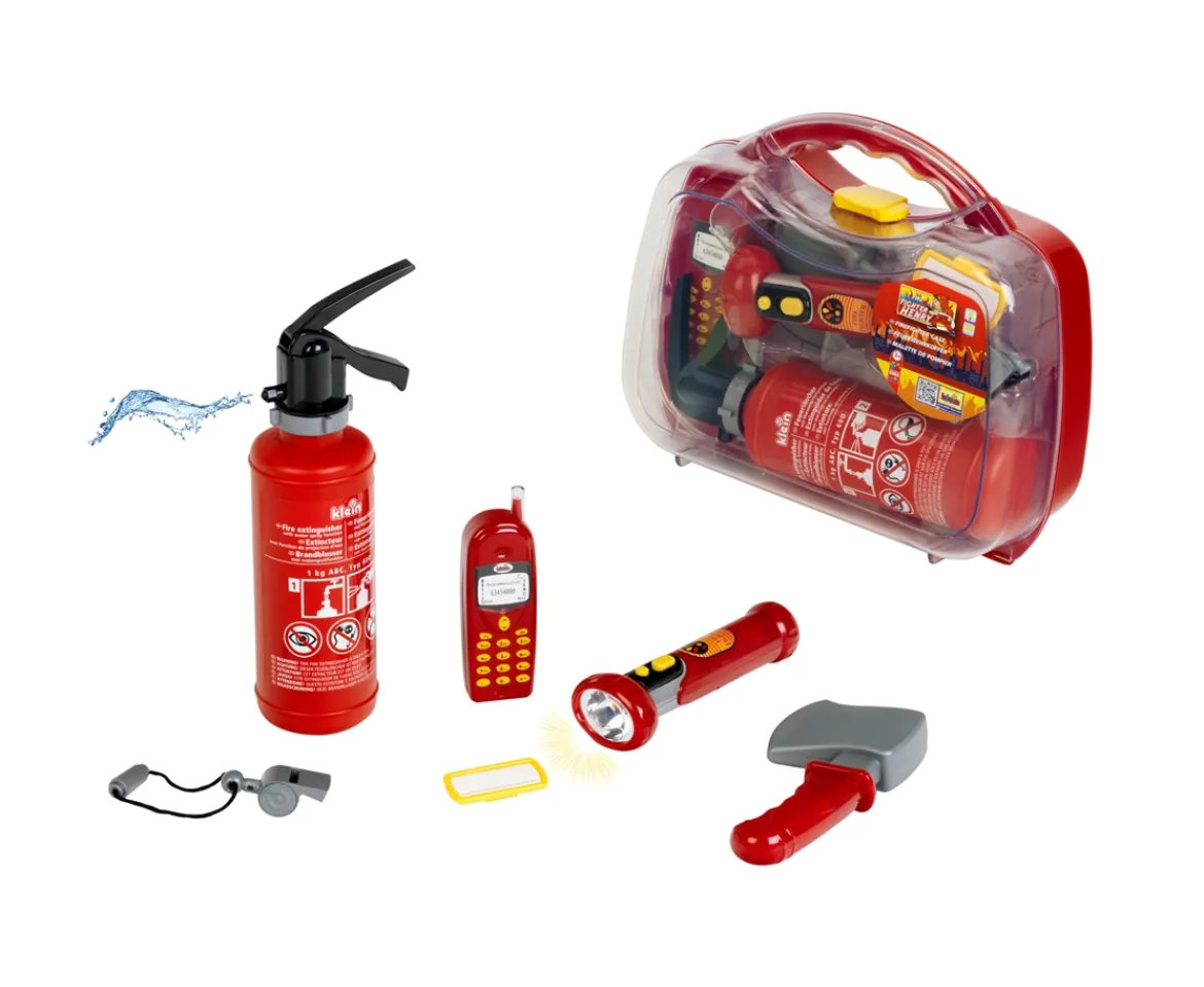 Ken Black Theo Klein 8984 7-piece Fire Brigade suitcase I Fire extinguisher including spray function, crowbar,| Building & Vehicle Toys