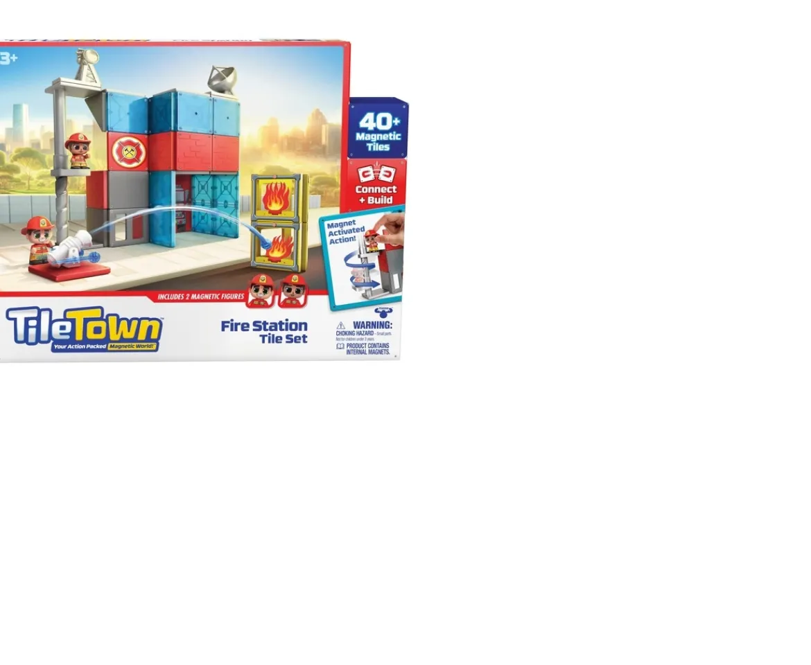 Ken Black Tile Town Fire Station Tile Set| Building & Vehicle Toys