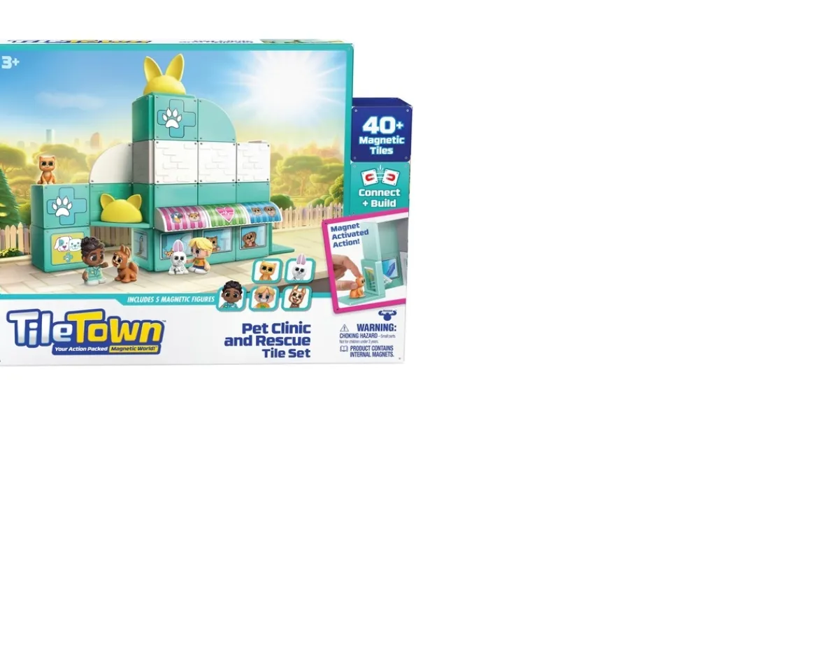 Ken Black Tile Town Pet Clinic and Rescue Magnetic Tiles Set| Preschool & Electronic Learning