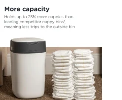 Ken Black Tommee Tippee Twist & Click Advanced Nappy Bin Starter Set with 4 Cassettes| Potty Training