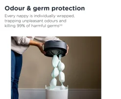 Ken Black Tommee Tippee Twist & Click Advanced Nappy Bin Starter Set with 4 Cassettes| Potty Training