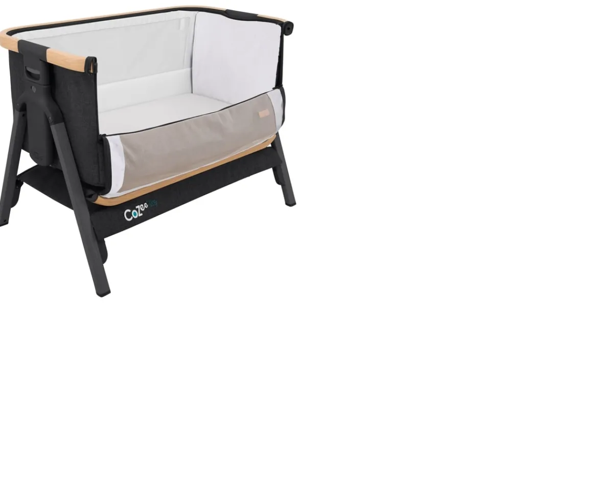Ken Black Tutti Bambini CoZee Lite Bedside Crib - Dark Grey & Oak| Nursery Furniture & Bedding