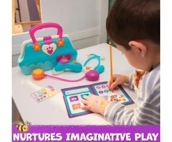 Ken Black Vida the Vet, Vet’s Bag with 5 Veterinary Doctor Kit Accessories, 1 Popcorn Plush Toy & Stickers| Preschool & Electronic Learning