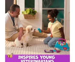 Ken Black Vida the Vet, Vet’s Bag with 5 Veterinary Doctor Kit Accessories, 1 Popcorn Plush Toy & Stickers| Preschool & Electronic Learning