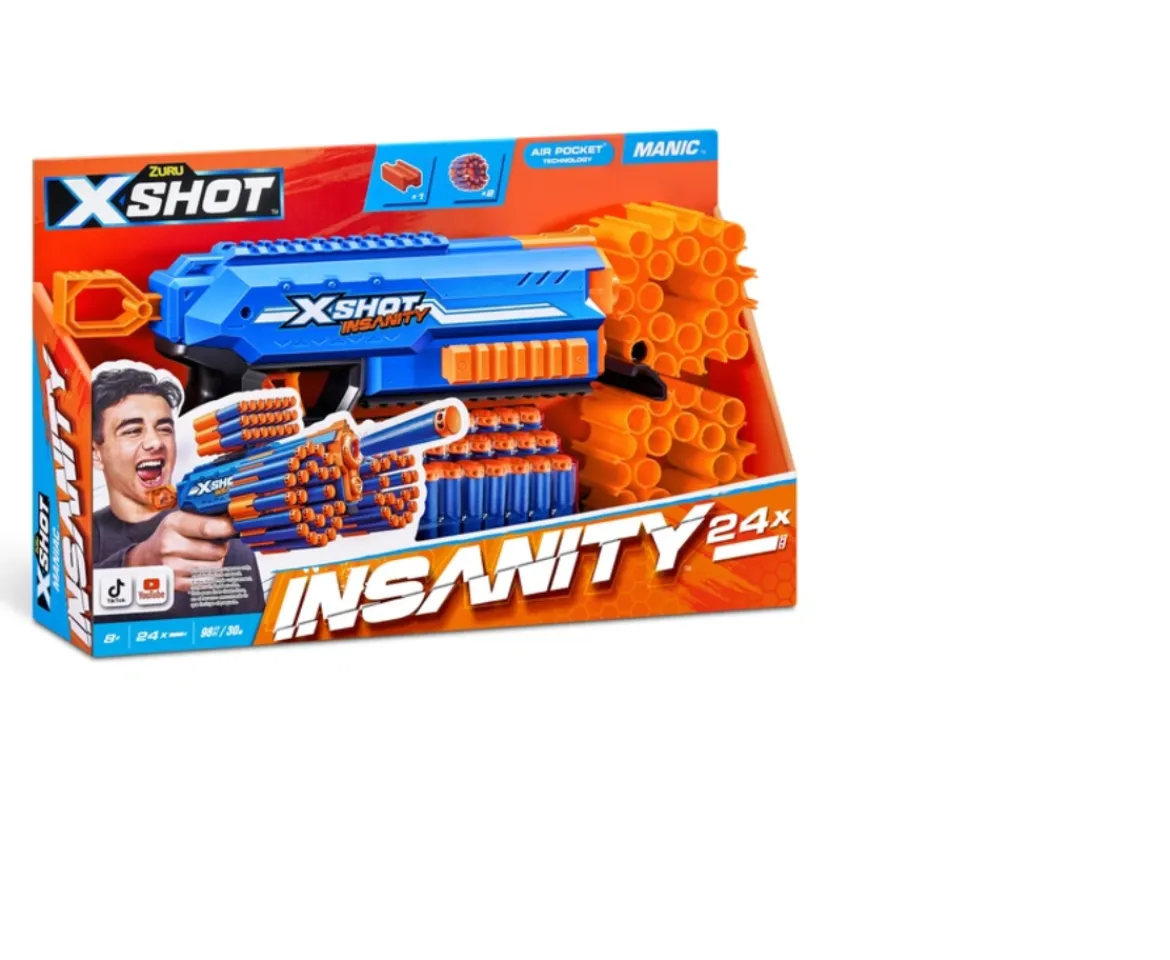 Ken Black X-Shot Insanity Manic Blaster 24 Darts| Building & Vehicle Toys